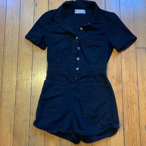 Black Uo Carmen button-front romper